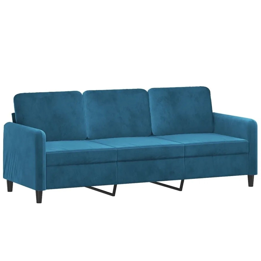 vidaXL 3-Sitzer-Sofa in Blau aus Samt mit Metallrahmen, Breite: 198 cm, Tiefe: 80 cm, Höhe: 77 cm - Bild 2