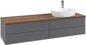 V&B Waschtischunterschrank Antao mit Frontstruktur und LED-Beleuchtung, Anthrazit lackiert, B: 160 cm, T: 50 cm - Bild 1
