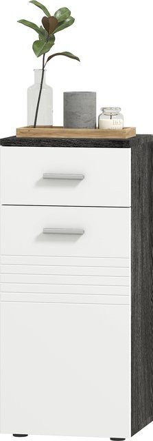 Aosom Badezimmerschrank aus Holz mit Schublade und Tür in Weiß und Schwarz, B/T/H: 35 x 30 x 77,5 cm - Bild 1