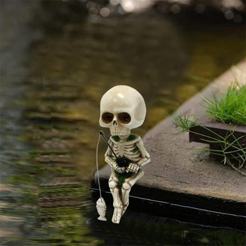 Chenxiaogang Skelett-Angelsitter-Statue aus Kunstharz in Weiß zur Dekoration für Haus und Garten - Bild 2