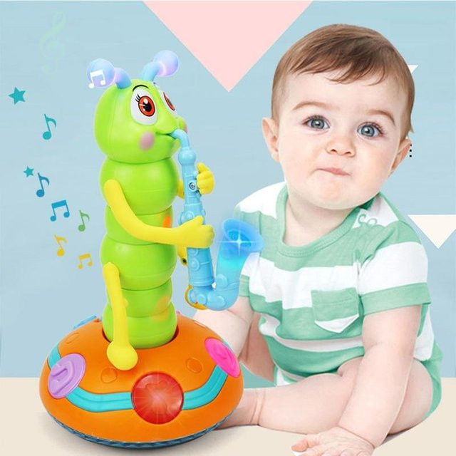Discover Intime Musikalische Tanzende Raupe mit Saxophon, Musikspielzeug, LED-Taschenlampen - Bild 1