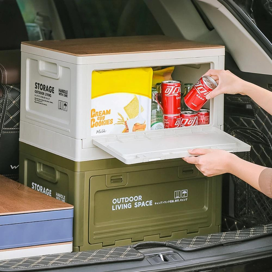 Binchi Outdoor Camping Klappboxen Set 5 Stück, Kofferraum Organizer und Picknickbox, Farbe: Weiß - Bild 1