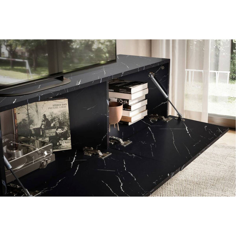 Wohnling Lowboard modern in Schwarz mit Marmor-Optik, B/H/T: 160 x 30 x 30 cm - Bild 4