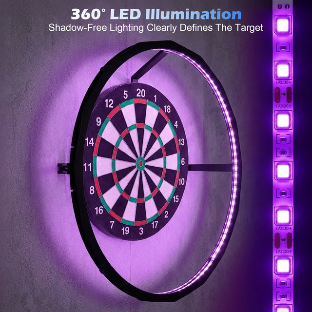 CyeeLife Dartboard-Beleuchtungssystem mit RGB-Ring-Licht in Schwarz und Lila - Bild 1