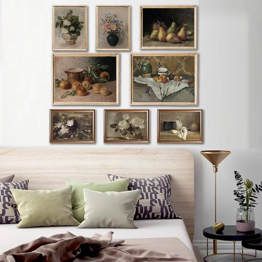 Potdemiel Vintage Stillleben Wandkunst mit Rosen und Obst als botanischer Druck in Mehrfarben - Bild 4