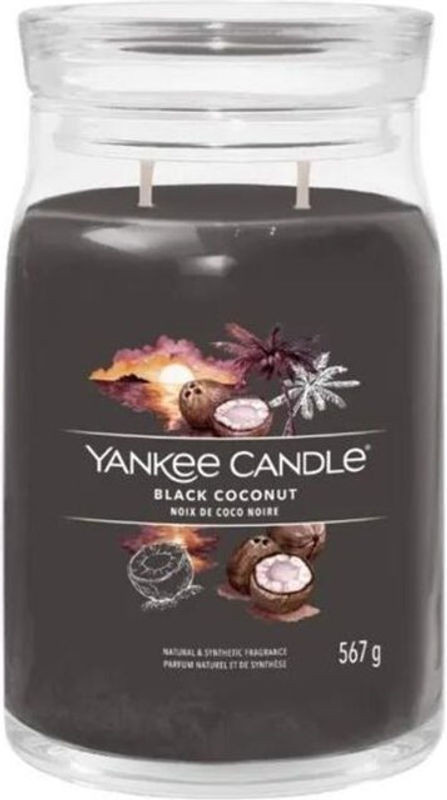 Yankee Candle Duftkerze Schwarze Kokosnuss aus Sojawachs und Glas, Schwarz, 567g - Bild 1