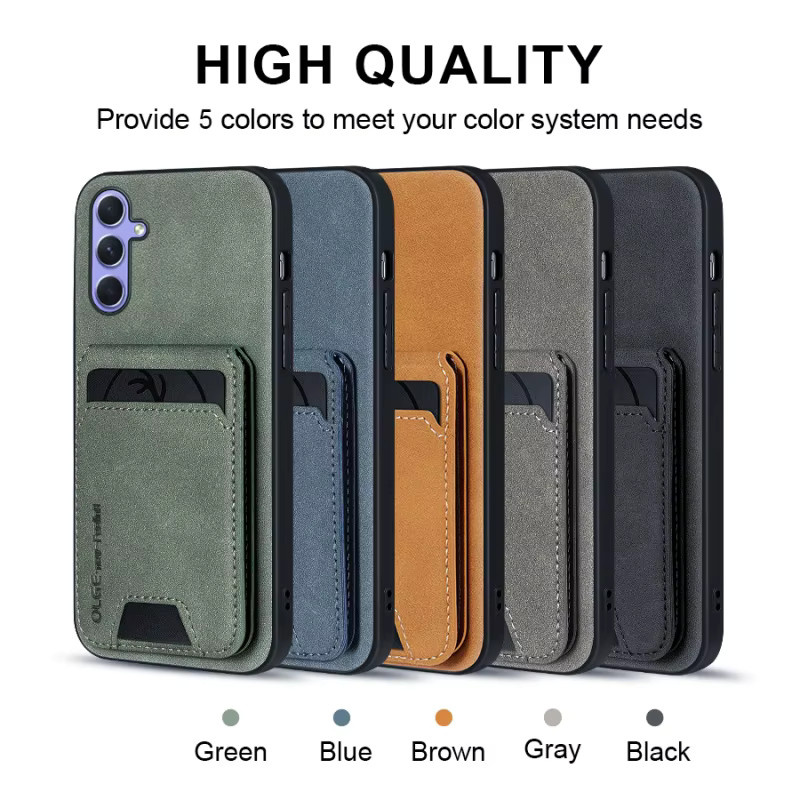 Leder-Handyhülle mit Kartenhalter und Brieftaschenfunktion für Samsung Galaxy A05 A06 A07 A13 A14 A15 A16 in Grau - Bild 5