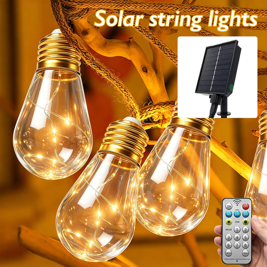HAGAHA Solar Globe G40 LED-Lichterkette mit Fernbedienung und USB-Batteriebox, transparente Kugellampen, wasserdicht und bruchsicher - Bild 5