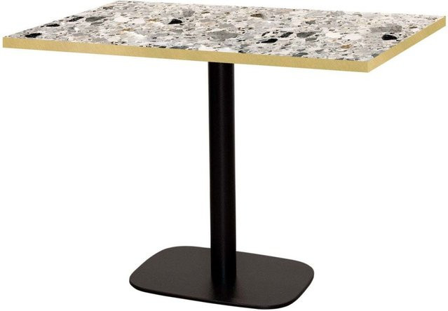RestooTab Tisch Round rechteckig in Steingrau Terrazzo mit Messingkanten und schwarzem Gestell, B: 70 cm, T: 120 cm, H: 75 cm - Bild 1