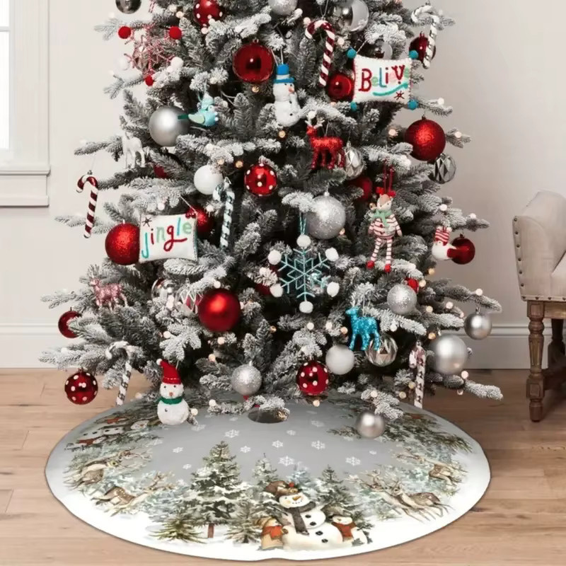 VIKAMA Weihnachtsbaumkleid mit Schneemann-Design in Multicolour als Baummatte für die Innen- und Außendekoration - Bild 4