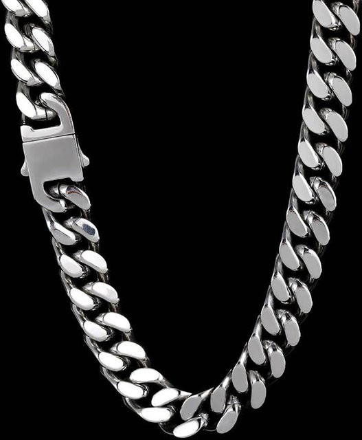 Halskette Edelstahl, kubanische Kette, 40 cm, Unisex - Bild 1
