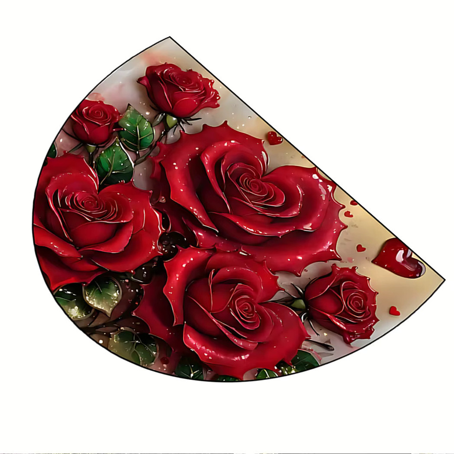VIKAMA Valentinstagsteppich mit Halbmondrosen-Design in Rot, weiche Bodenmatte für Wohnzimmer und Schlafzimmer - Bild 3