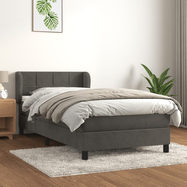 Vidaxl Kontinentalbett mit Matratze aus dunkelgrauem Samt, B/T: 100 x 200 cm - Bild 1