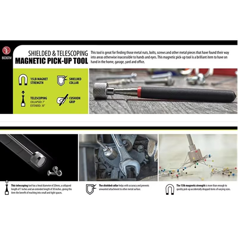AXE SHAN Einziehbares magnetisches Aufnahmewerkzeug aus Edelstahl für Mechaniker und Industrie - Bild 4