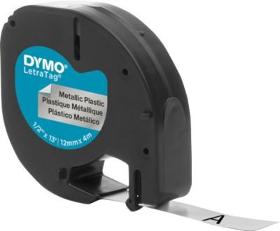 Dymo LetraTag ORIGINAL Kunststoff Schriftband in Schwarz auf Silbermetallic, Breite: 12 mm - Bild 2
