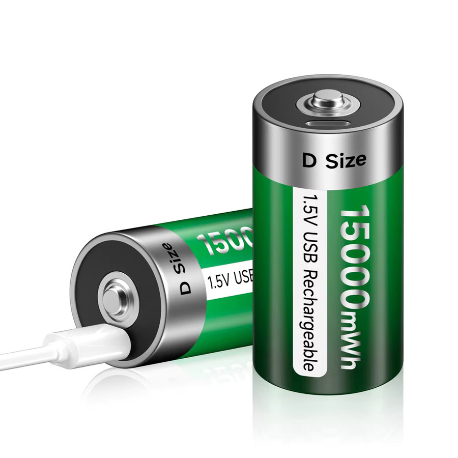 PALO Wiederaufladbare D-Größe Li-Ionen-Akkus LR20, 1,5V, 15000mWh, Farbe: Grün - Bild 2