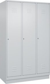 C+P Spind Classic PLUS Garderobenschrank aus Stahl mit 3 Abteilen, Grau, B/T/H: 120 x 50 x 195 cm - Bild 1