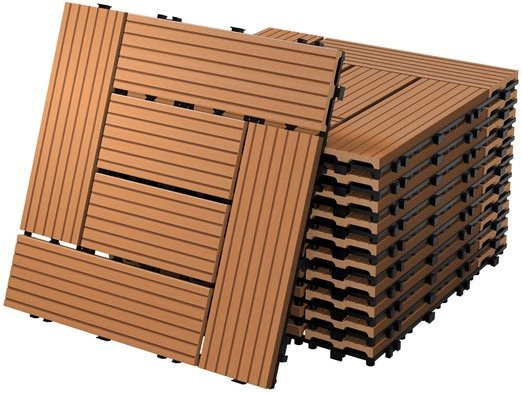 ECD Germany WPC Terrassenfliesen Mosaik Hellbraun, 33er Set, B/T: 30 x 30 cm - Bild 1