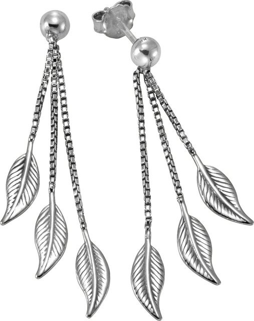 Zeeme Ohrringe 925 Silber, rhodiniert, Blatt-Motiv, 41 mm, Damen - Bild 1