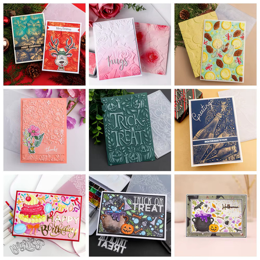 3D-Prägeordner Halloween Süßes oder Saures mit Blumen-Hintergrundmuster für DIY Scrapbooking, Mehrfarbig - Bild 1