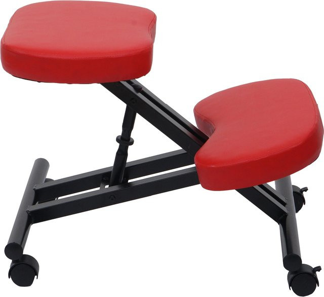 Kniestuhl MCW-E10 Sitzhocker in Rot mit Rollen und Kunstleder, höhenverstellbar und MVG-zertifiziert - Bild 1