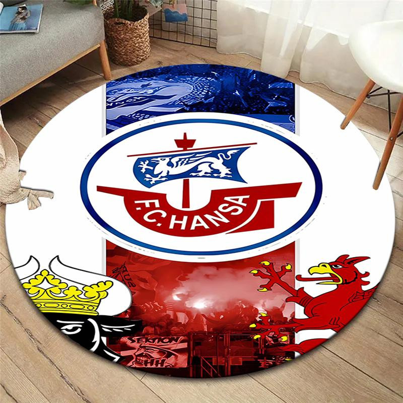 Runder Teppich FC Hansa Rostock, rutschfeste Bodenmatte aus Polyester für Wohnzimmer, Schlafzimmer und Spielzimmer, Durchmesser: 100 cm - Bild 5