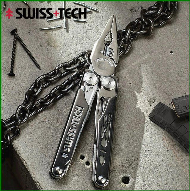 SWISS TECH 37-in-1 Multitool-Zange in Silber mit Schere und austauschbarem Sägeblatt für EDC und Outdoor - Bild 1