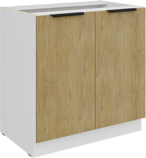 Küchen Unterschrank CREMONA in Eiche und Weiß mit einer Breite von 80 cm - Bild 1