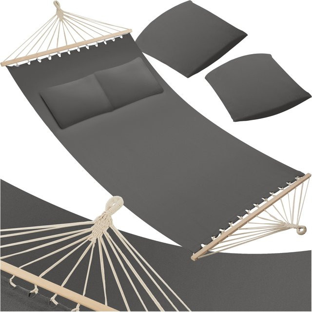 tectake Hängematte Eden für 2 Personen mit Spreitzstäben aus Hartholz in Grau, B/T/H: 325 x 150 x 250 cm - Bild 2