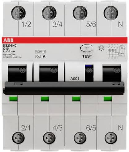 ABB RCBO FI-Schutzschalter und Leitungsschutzschalter 4polig in Weiß - Bild 1