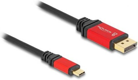 Delock USB-C auf DisplayPort Kabel 8K UHD mit HDR Funktion Schwarz Rot 2 m - Bild 1