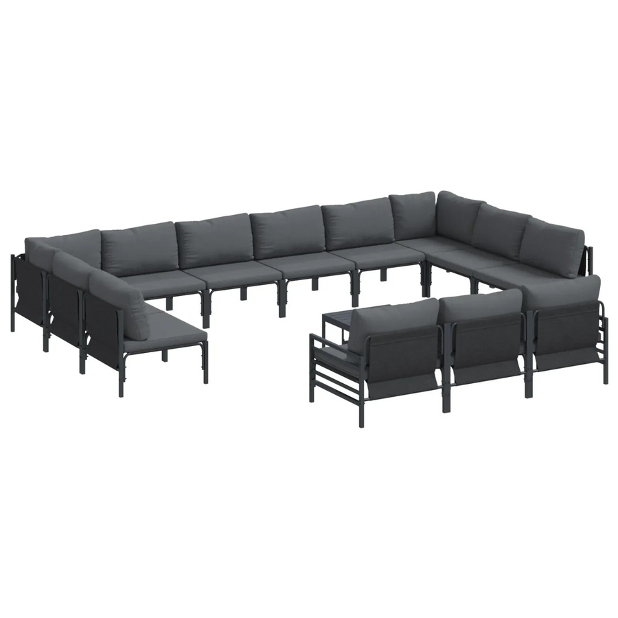 vidaXL Garten-Sofa-Set 14-teilig aus Stahl in Anthrazit - Bild 2