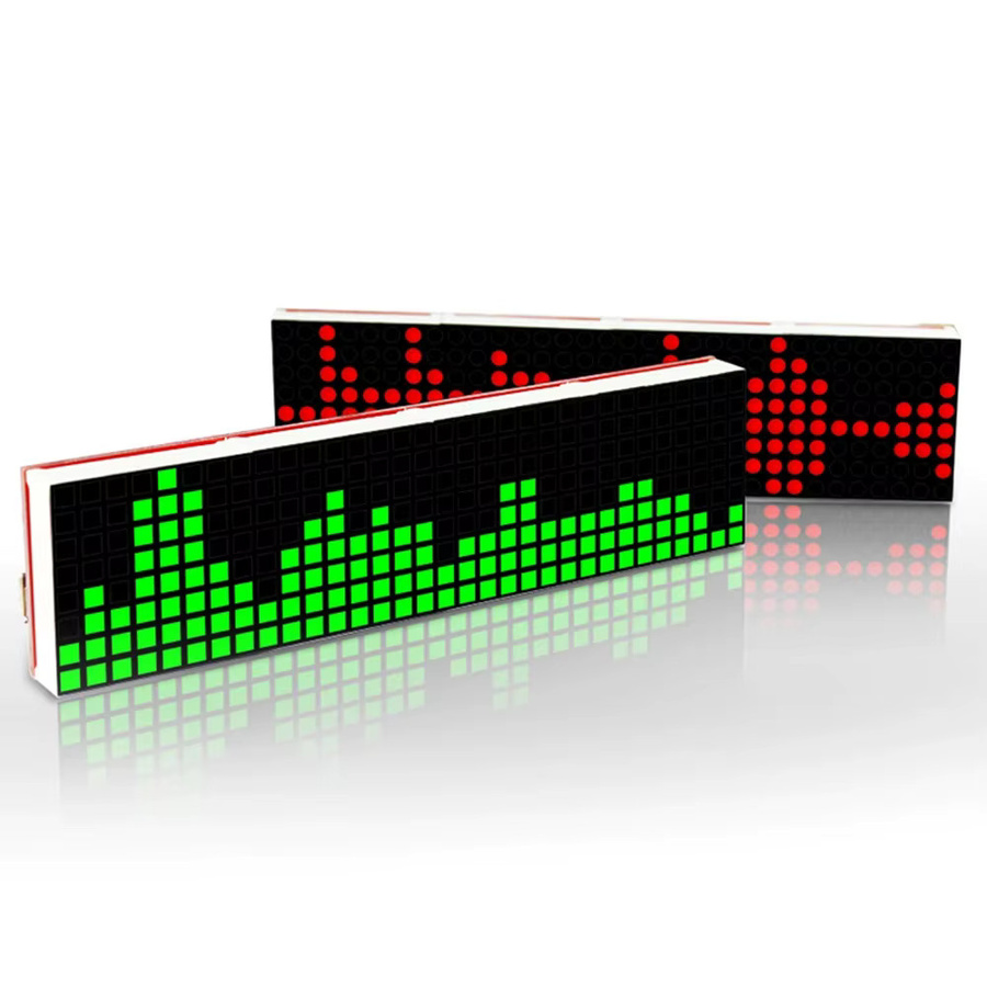 UICPAL DIY LED Musik Spektrum DS1302 Dot Matrix Uhr Elektronisches Lötkit in Rot mit USB-Anschluss und Micro-Kabel - Bild 4