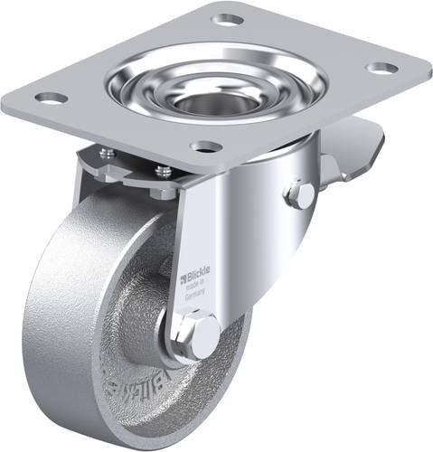 Blickle Lenkrolle LK-G 100G-3-ST mit Feststeller, silber und blau, Rad-Durchmesser: 10 cm, Tragfähigkeit: 350 kg - Bild 1