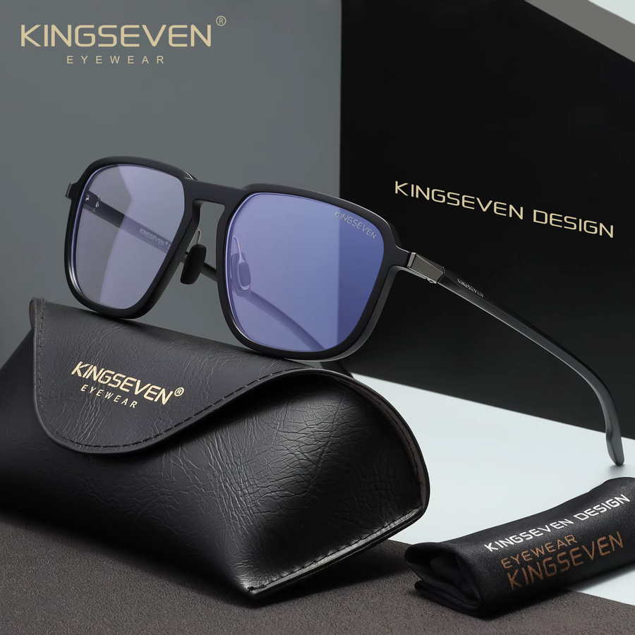 KINGSEVEN Korrektionsbrille, quadratisch, Vollrand, Unisex, schwarz, Blaulichtfilter - Bild 1