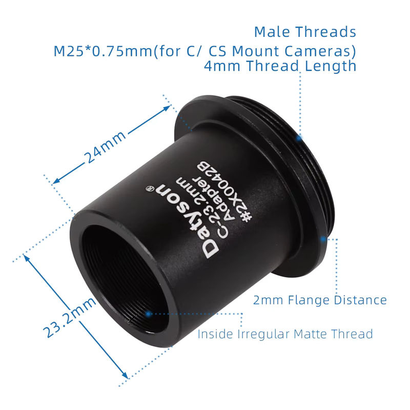 Datyson C-Mount Adapter Konverter von 23,2mm auf C/CS-Mount für CCTV-Kameras und Mikroskope in Schwarz - Bild 2