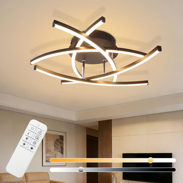 Moderne LED Deckenleuchte von Nettlife in Schwarz mit 32W, dimmbar und mit integrierter LED für Wohnzimmer und Küche - Bild 1