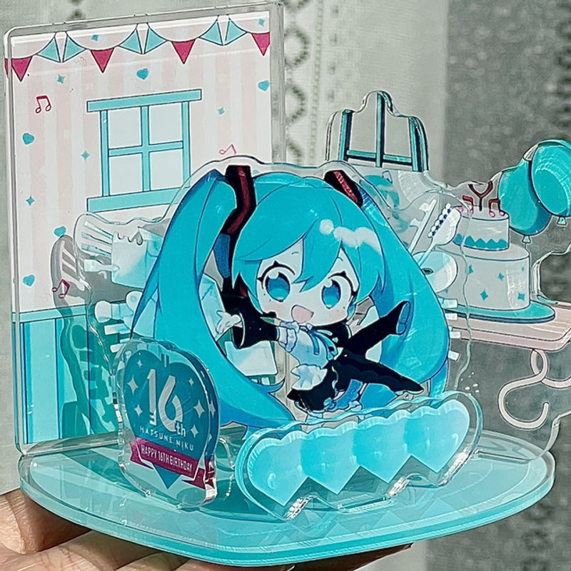 Bandai Hatsune Miku 16. Jubiläumsfigur Kawaii Q-Version Acryl DIY Standplatte Modell aus Kunststoff, mehrfarbig - Bild 1
