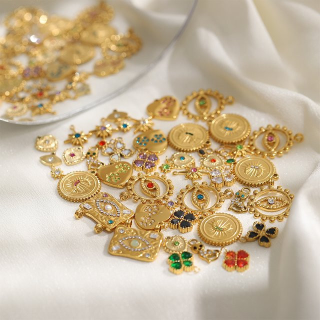 CARLIDANA Anhänger, Edelstahl, Gold, Evil-Eye-Herz-Stern, Unisex - Bild 1
