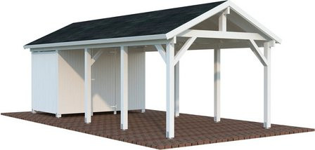 PALMAKO Carport Robert aus Fichtenholz mit Satteldach, weiss, B/T/H: 361 x 764 x 301 cm - Bild 1