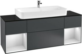 V&B Waschtischunterschrank Finion mit Wandbeleuchtung, Breite: 160 cm, Tiefe: 50,1 cm, Höhe: 50,1 cm, lackiert in matt dunkelblau - Bild 1