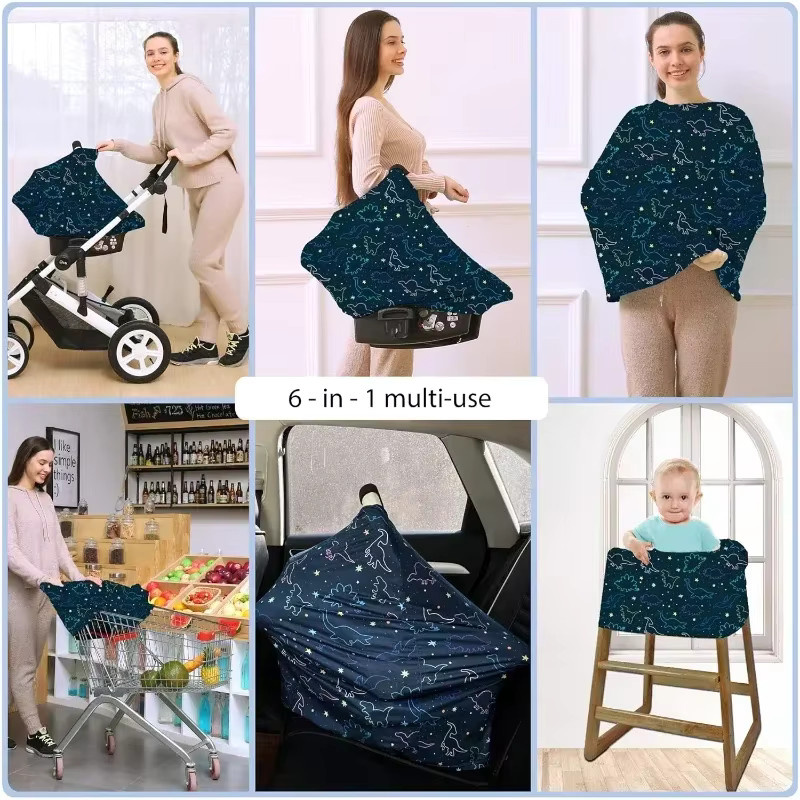 Vielseitige Stillabdeckung in Blau für Baby-Autositz, Kinderwagen, Hochstuhl und Einkaufswagen - Bild 3