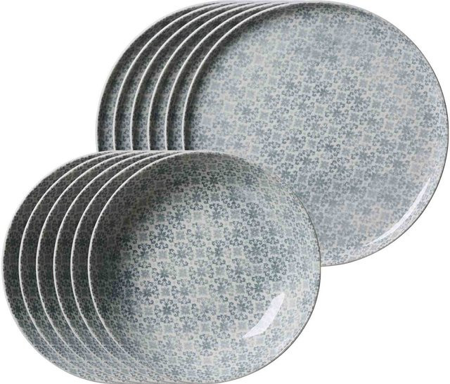 Ritzenhoff & Breker Tafelservice Porto 12er Set aus Porzellan in Blau - Bild 1