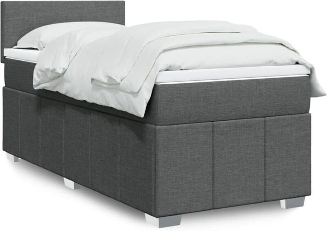 vidaxl Boxspringbett mit Matratze aus Stoff in Dunkelgrau B/T/H: 100 x 200 x 100,5 cm - Bild 1