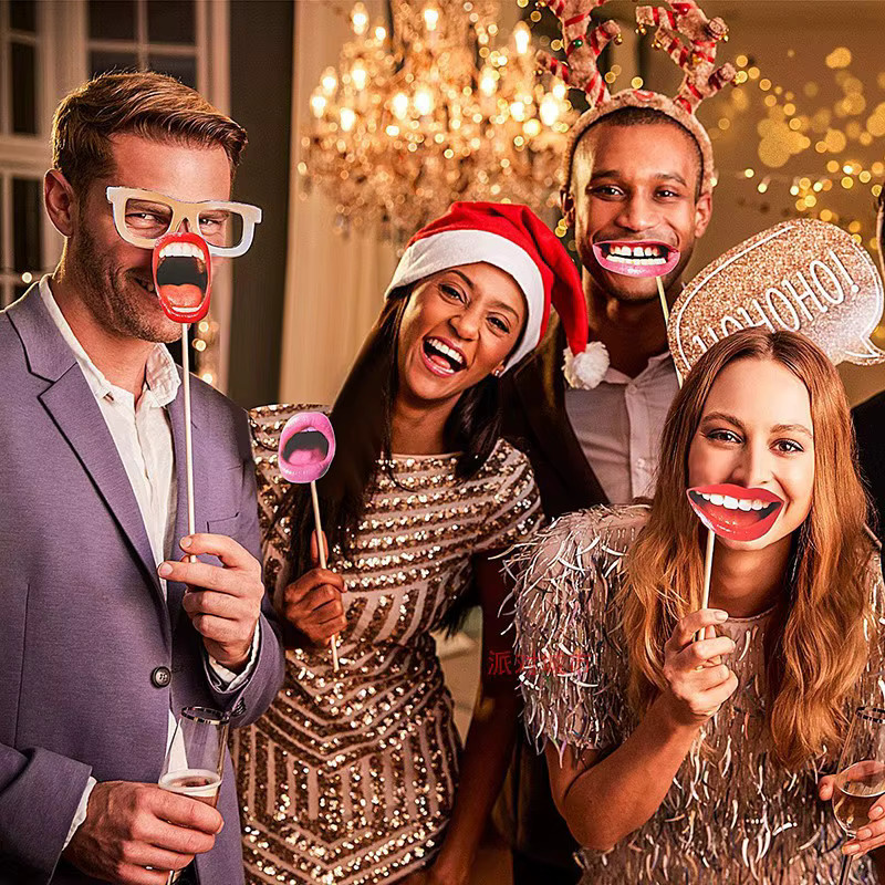 20er Set Lustige Lippen Photobooth Requisiten für Erwachsene in Mehrfarbig für Hochzeit, Geburtstag und Party - Bild 4