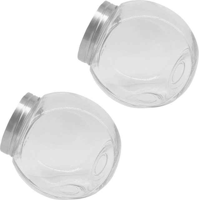 Relaxdays Bonbonglas 2er Set aus Glas und Edelstahl in Transparent und Silber, B/T/H: 18 x 17,5 x 12 cm, luftdicht verschließbar - Bild 1