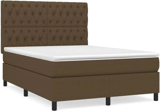 vidaXL Boxspringbett Hybrid mit Matratze Dunkelbraun B/T/H: 140 x 200 x 118 cm - Bild 1