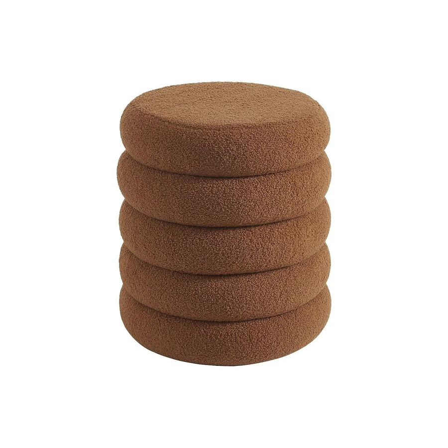Sitzhocker Ecambi von Vente-unique in Terracotta aus Bouclé-Stoff, Durchmesser: 40 cm - Bild 2