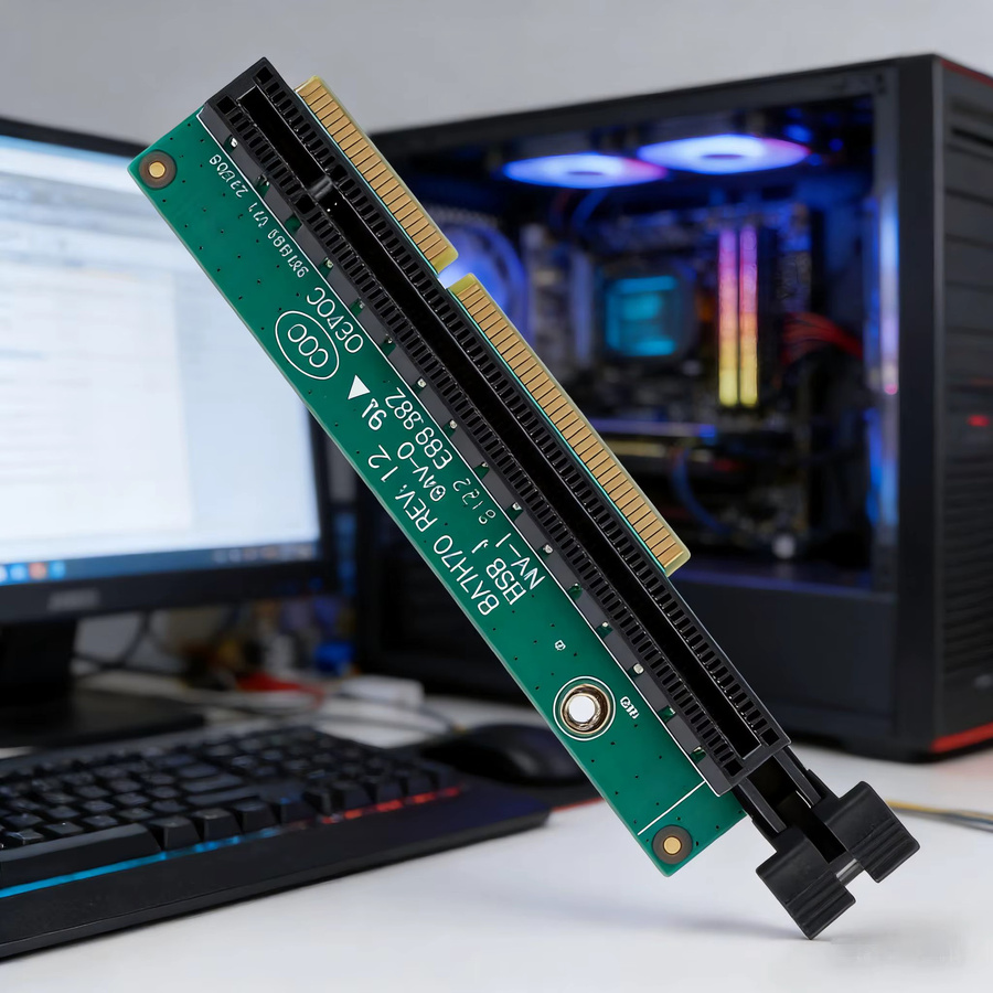Qiilu PCIe x16 Grafikkarten-Riser-Karte 4-Port GPU-Adapterplatine in Grün für Tiny5 M920x M720q P330 - Bild 6