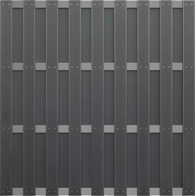 WPC-Zaun aus Aluminium in Anthrazit, pulverbeschichtet, Höhe: 180 cm, Breite: 180 cm - Bild 1